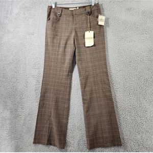 Guess Dress Pants Womens Size Small 26 Brown Plaid Stretch Wide Leg Low Rise Str